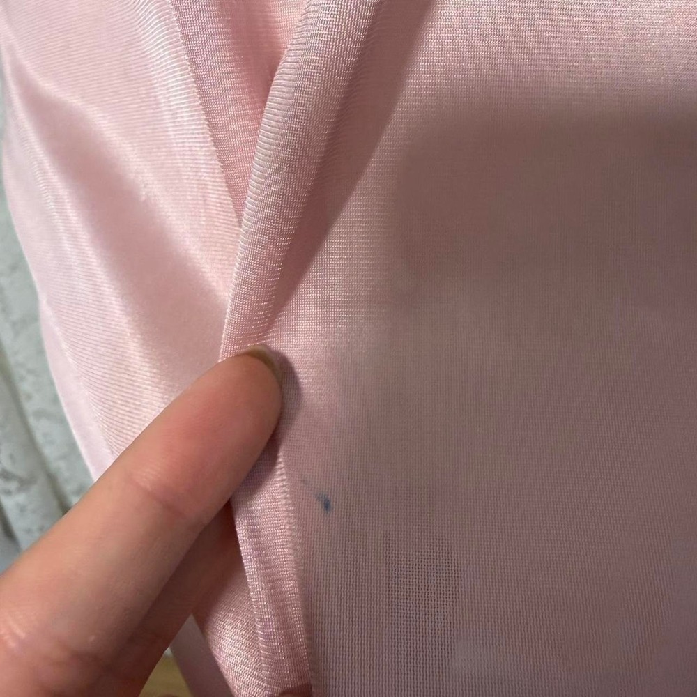 Baby Pink Satin Slip Dress With Lace Details - Picture 7 of 8